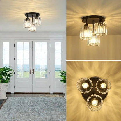 3-Light Crystal Semi Flush Ceiling Light
