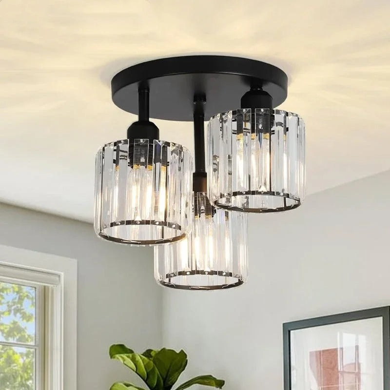 3-Light Crystal Semi Flush Ceiling Light