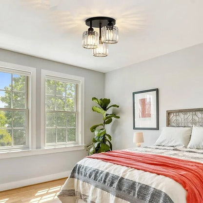 3-Light Crystal Semi Flush Ceiling Light