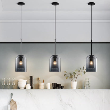 Mica Double Glass Mid-Century Pendant