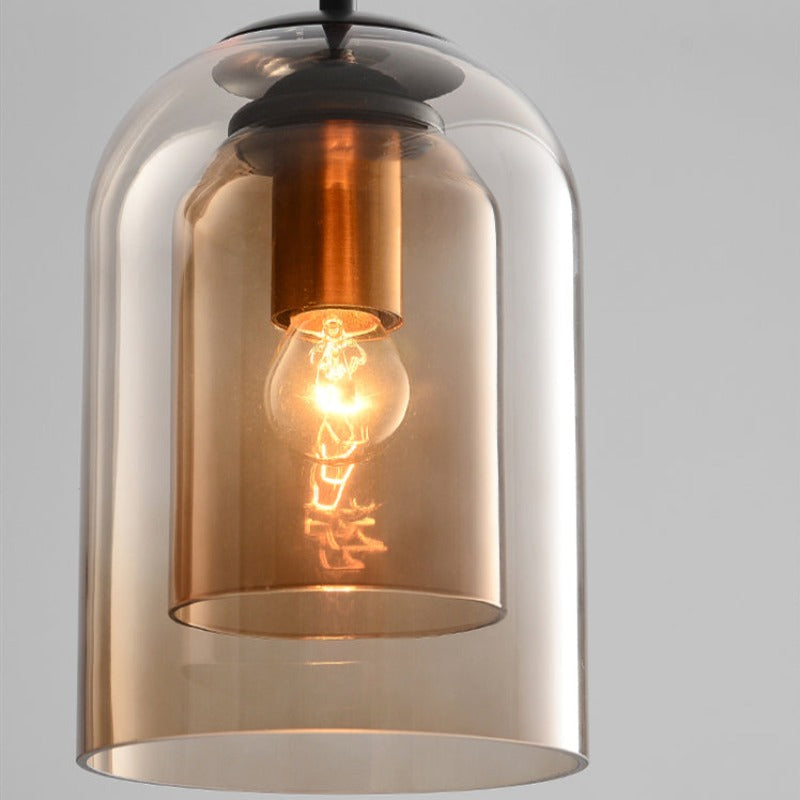 Mica Double Glass Mid-Century Pendant