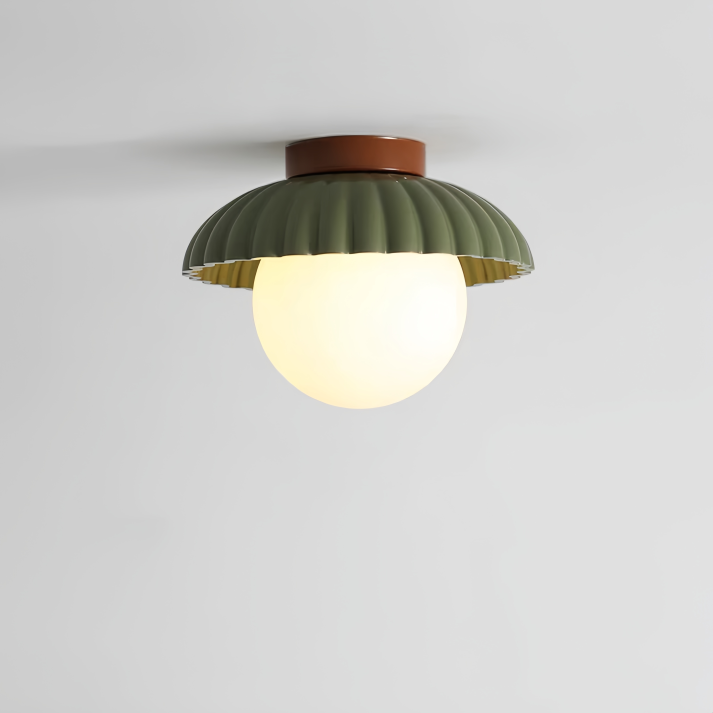 Iron and Glass Globe Flush Mount Light