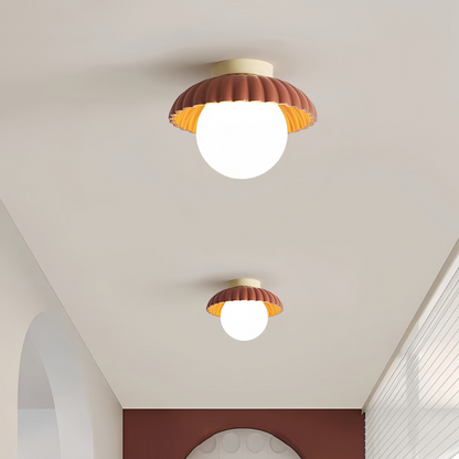 Iron and Glass Globe Flush Mount Light